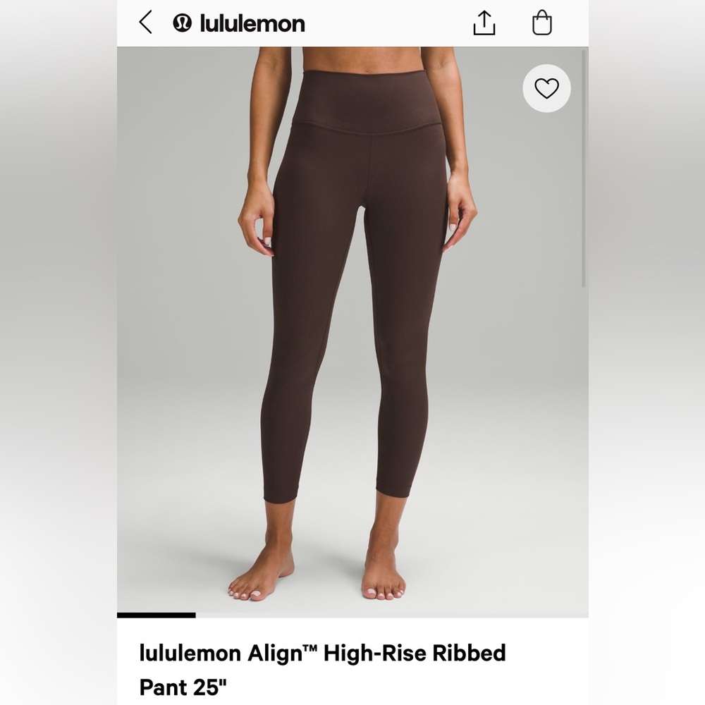 Lululemon Align High-Rise Ribbed Pant 25" in Espresso